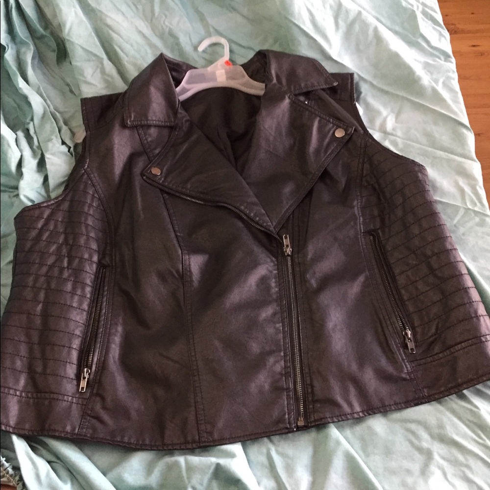 Plus size woman’s moto vest goth punk in style